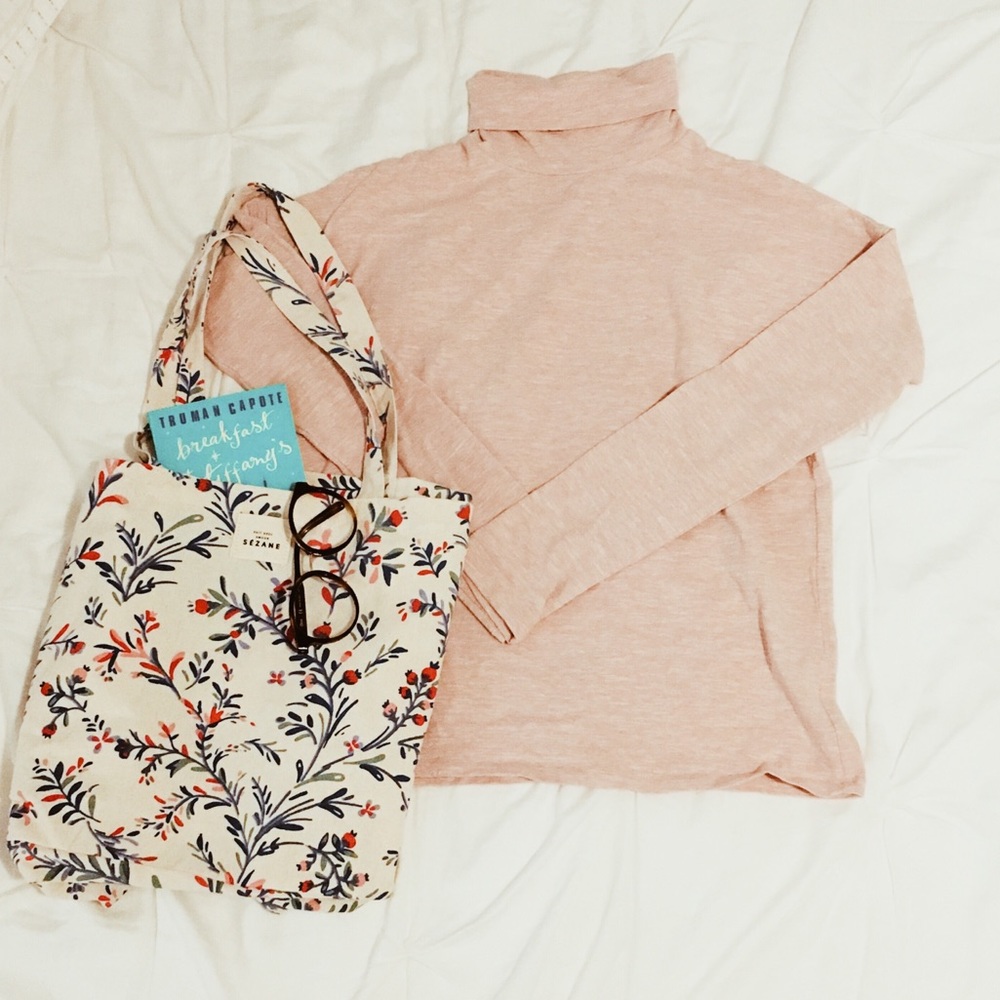 Boxy Turtleneck Top in Antique Coral